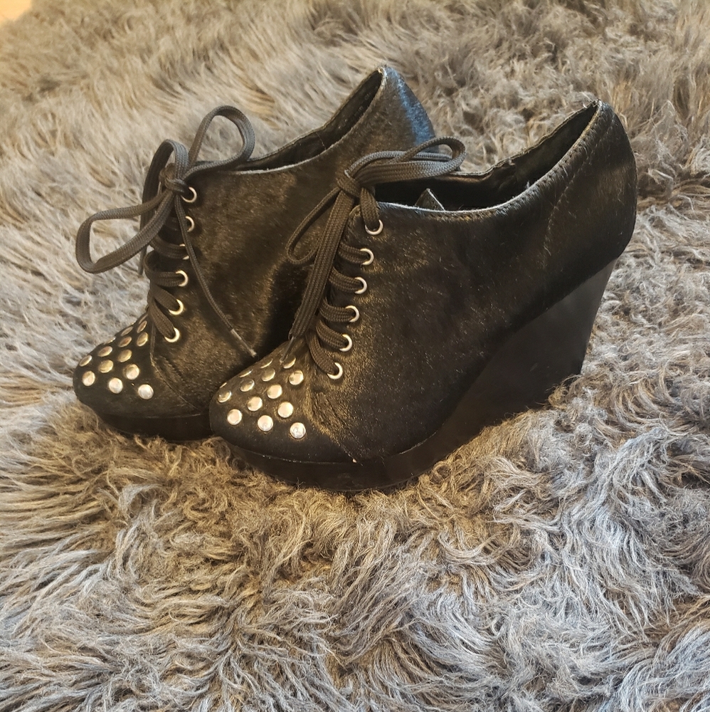 Black studded wedges